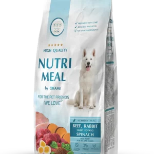 Храна за кучета NutriMeal Beef & Rabbit – телешко, заешко, сладък картоф и спанак (10–40 кг)
